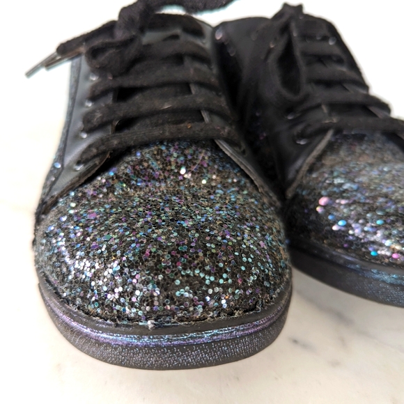Stuart Weitzman Girls Black Glitter Heather Low Sneakers - Picture 9 of 11